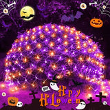 JMEXSUSS 200 LED Orange and Purple Net Lights, 9.8FT x 6.6FT, Plug in