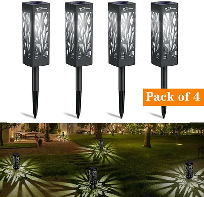 ele ELEOPTION Pack of 4 Warm White Color Solar Pathway Light Floor Lamps Waterproof Garden Walkway Patio Decor LED Landscape Lights Auto On/Off