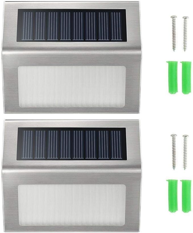 TDA Outdoor Solar Lights, 3 LED Solar Bright Deck Step Light Outdoor Waterproof Stainless Steel Garden Lamp for Deck Posts, Staircase, Porch, Garden, Fence, Path, Patio, Walkway or Driveway (4 Pack)