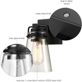 GLOBE Electric 60000174 1-Light Dusk to Dawn Outdoor Wall Sconce, Matte Black, Clear Glass Shade, E26 Bulb, Weather | Lumora