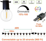 Outdoor String Lights 48ft with 23+2 Spare Bulbs, Shatterproof Dimmable Waterproof, LED 1W 60LM 2200K Warm Glow for | Lumora