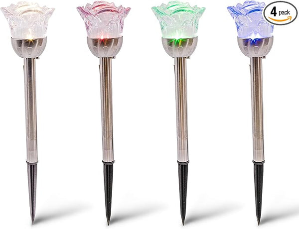 Crosslight LED Rose Garden Stake Lights (4 Pack) - Waterproof RGB Color Changing Outdoor Decoration Perfect for | Lumora