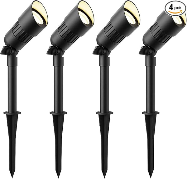Low Voltage Spotlights 4PK Landscape Lighting Kits 2W 90 Lumen 12V AC Outdoor LED Spot Lights Warm White Light with | Lumora