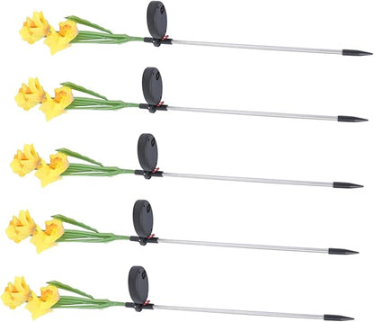 Totority Solar Narcissus Flower Led Lights Outdoor Solar Garden Path Lights Energy-Saving for Landscape