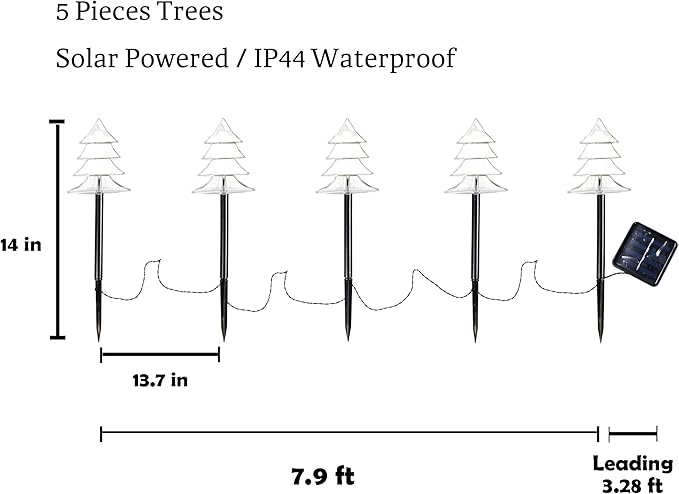 Solar Led Pathway Lights Christmas Tree Path Light for Christmas Holiday Decoration Waterproof Garden Light Yard Decoration Warm White (Trees)