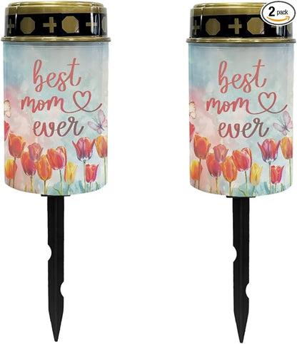 Best Mom Even Cemetery Lights - Solar Outdoor Garden Lights, Waterproof Pathway Lanterns for Walkway & Landscape