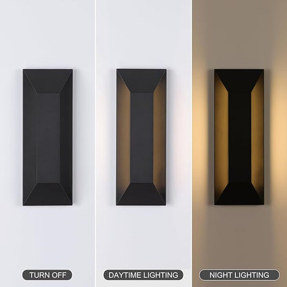 LamQee 15 Inch Modern Outdoor Wall Light Exterior Lighting Fixtures, Black Outdoor Light Fixture Wall Mount for House, LED Outdoor Wall Sconce Lighting Outside Lights for Porch Patio Front Door Garage
