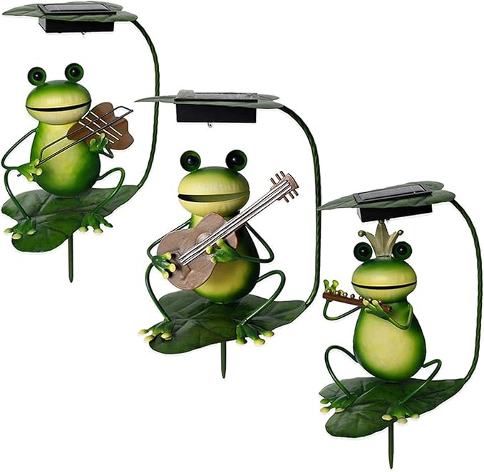 jojomis Solar Garden Light Waterproof LED Lamp Patio Yard Lighting,Frog with Guitar,16x9CM