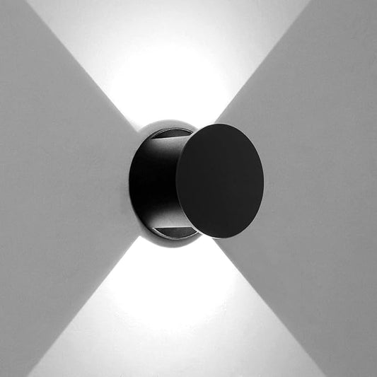Kawell 8W Modern LED Wall Sconce Light Up Down Waterproof Outdoor Wall Lamp Indoor Hardwired for Bedroom Bathroom Hallway Stairs Porch, Black 6000K