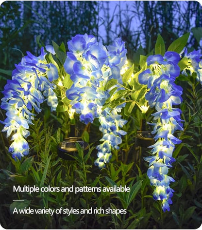 2 Pack Solar Garden Lights Wisteria Flower IP65, Outdoor Waterproof, Warm Light & 2 Lightning Modes, for Gardens, patios, courtyards, and Holiday/Wedding Decorations (Yellow & Pink)