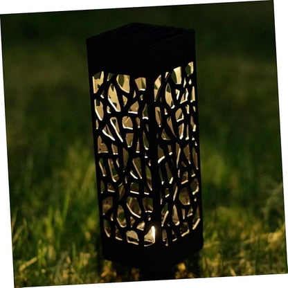 Lurrose 8pcs Warm Light Solar Lawn Lights Outdoor Garden Pathway Ground Lamps Hollow Design Landscape Lighting for Yard Driveway