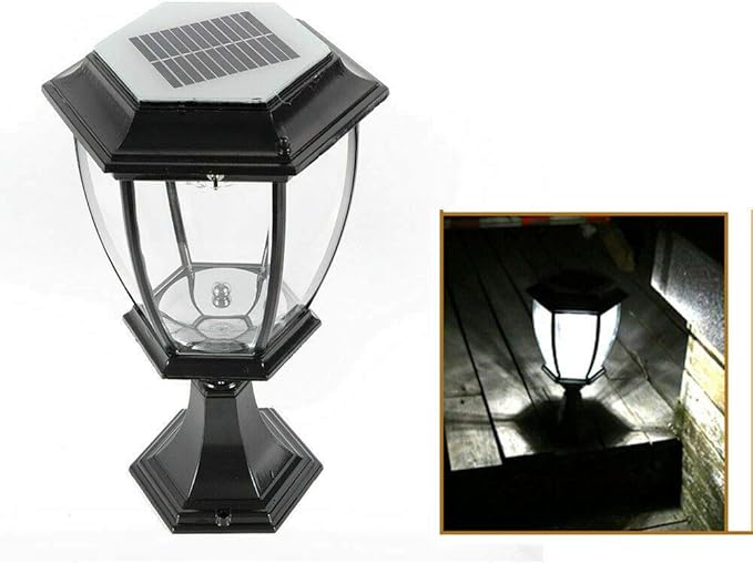 TBVECHI Solar Powered Outdoor Pillar Light Solar Landscape Pathway LED Lights Solar Post Light Waterproof Lantern Lamp for Fence Deck (Black)