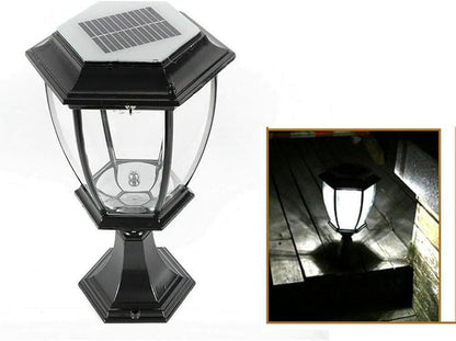 Solar Powered Outdoor Pillar Light Solar Landscape Pathway LED Lights Solar Post Light Waterproof Lantern Lamp for Fence Deck (Black x 2)
