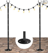 10Ft String Light Poles for Hard Surfaces, Outdoor Light Stand for Backyard, Garden & Patio Party Lighting | Lumora