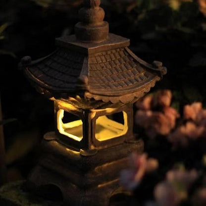 Garden Statues Outdoor, Solar Garden Statues, Palace Lamp Solar Powered Zen Lantern, Solar Yard Decorations for Outside Patio, Garden, Lawn (A)