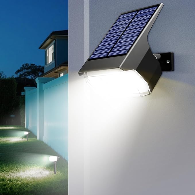 Solar Spot Lights Outdoor,IP65 Waterproof 48LED Path Lights with 3 Lighting Modes, Garden Yard Pathway Pool Wall Lights (Cool White, 4 Pack)