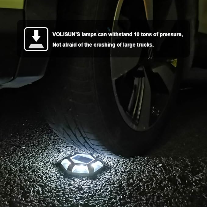VOLISUN Solar Deck Lights Driveway Dock Lights, 12-Pack Waterproof Outdoor LED Aluminum Dock Lighting Warning Step Light for Driveway Sidewalk Garden Pathway Yard(Warm White+White,2 in 1),Auto On/Off