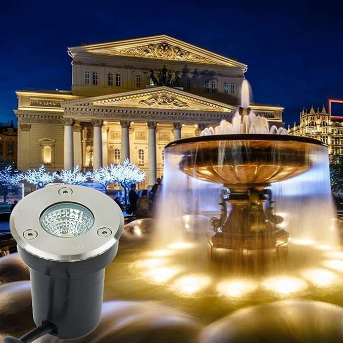 Low Voltage Landscape Lighting,LED Well Light Outdoor 12-24V AC/DC In-Ground Lights IP67 Waterproof Warm White | Lumora