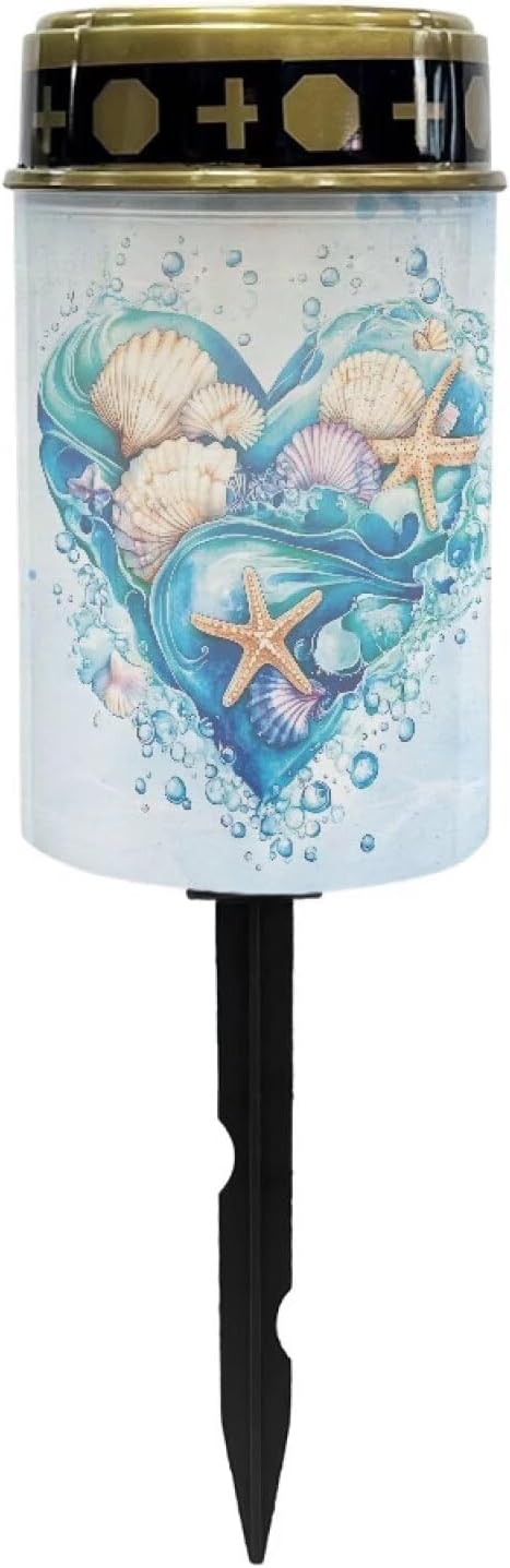 Ocean Element Solar Memorial Lights for Graves for Men Outdoor Waterproof Garden Stake Cross Lights for Grave Cemetery Garden Decor Solar Cross for Patio Pathway Memorial Decoration