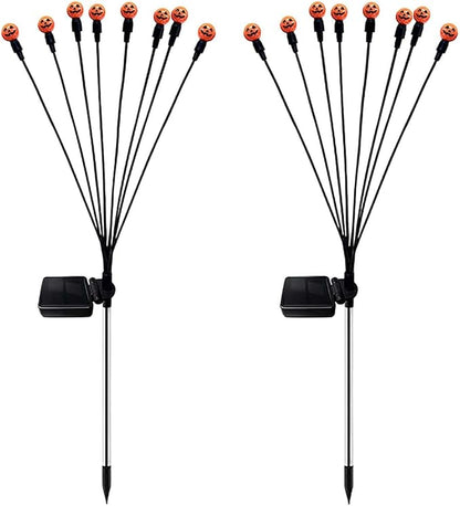 2PCS Halloween Solar Lights Outdoor, Waterproof Solar Pathway Lights, Halloween Party Decoration Lights Atmosphere Lights Lamps, Wireless Outdoor Décor for Yard, Lawn, Patio, Party (Orange)