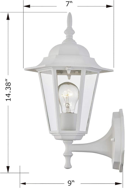 WISBEAM White Outdoor Wall Lantern, Outdoor Wall Sconce for House Porch Lighting Fixture, E26 Base 60W Max, Metal Housing Plus Glass, Wet Location Rated, ETL Qualified, Bulbs not Included