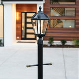 Gama Sonic Outdoor Solar Post Light, Black Aluminum, Royal Bulb, Rain Water Glass, Single Lamp with 3-inch Fitter | Lumora