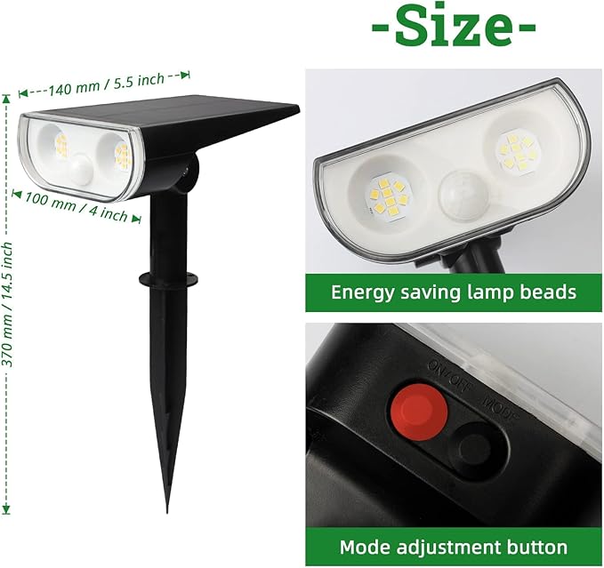 Solar Lights Outdoor Waterproof, 16 LEDs Solar Garden Pathway Lights, 3 Lighting Modes Solar Powered Landscape Lights Wall Lights