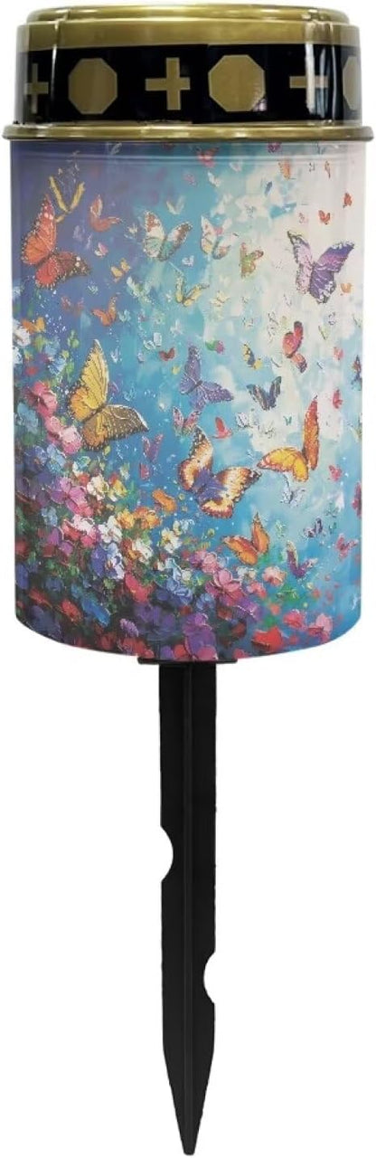 Colorful Butterfly Cemetery Solar Lights Solar Lights Grave Decorations for Cemetery Mom Solar Lights for Cemetery Gravesite Sympathy Memorial Lights Solar Garden Stake Lights