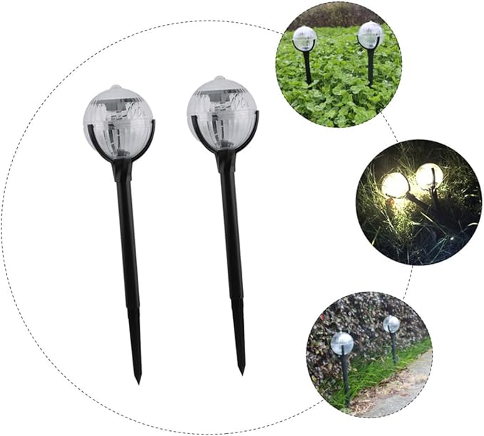 Luxshiny 2pcs Solar Lawn Lights Colorful LED Decorative Outdoor Garden Path Lights Solar Powered Plastic Landscape Lighting for Patio and Yard
