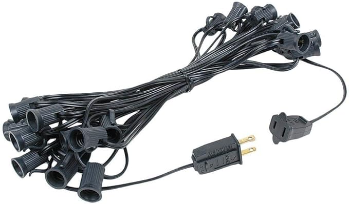 G40 Patio String Lights with 25 Yellow Globe Bulbs - Hanging Garden String Lights - Vintage Backyard Patio Lights - Outdoor String Lights - Market Cafe String Lights - Black Wire - 25 Foot
