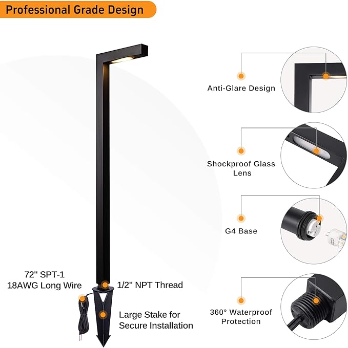 Gardenreet Brass Landscape Path Lights, LED 12V Low Voltage Pathway Lights Wired, Modern Outdoor Garden Lights | Lumora