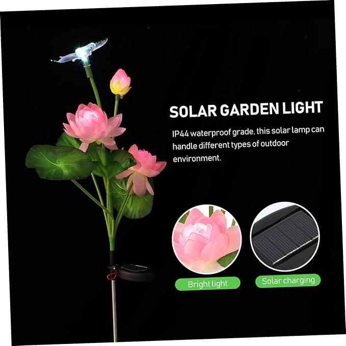 HANABASS Color Changing Solar Lotus Lights Dragonfly Waterproof LED Garden Decor for Outdoor Lighting Solar Pathway Lights for Landscape Decoration