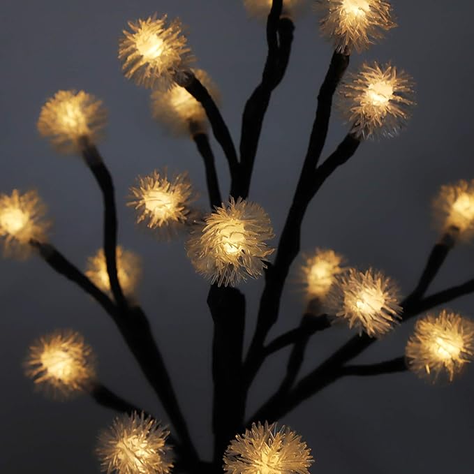 2 Pack Solar Garden Lights Outdoor, Water Proof 20LED Solar Powered Fairy Lights Dandelion Lamp Solar Lights Outdoor Decor for Outside Patio, Lawn, Garden, Yard (Warm Light)