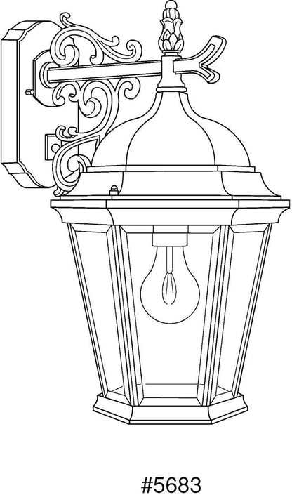 Progress Lighting Welbourne Collection 1-Light Clear Beveled Glass Traditional Outdoor Medium Wall Lantern Light Textured Black