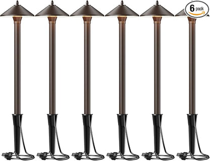 Malibu Low Voltage Pathway Lights, 10W Pro Style Halogen Landscape Lighting, 6Pack 2700K Warm White Path Light, 12V AC Bronze Outdoor Walkway Lights for Yard Garden 8308-9103