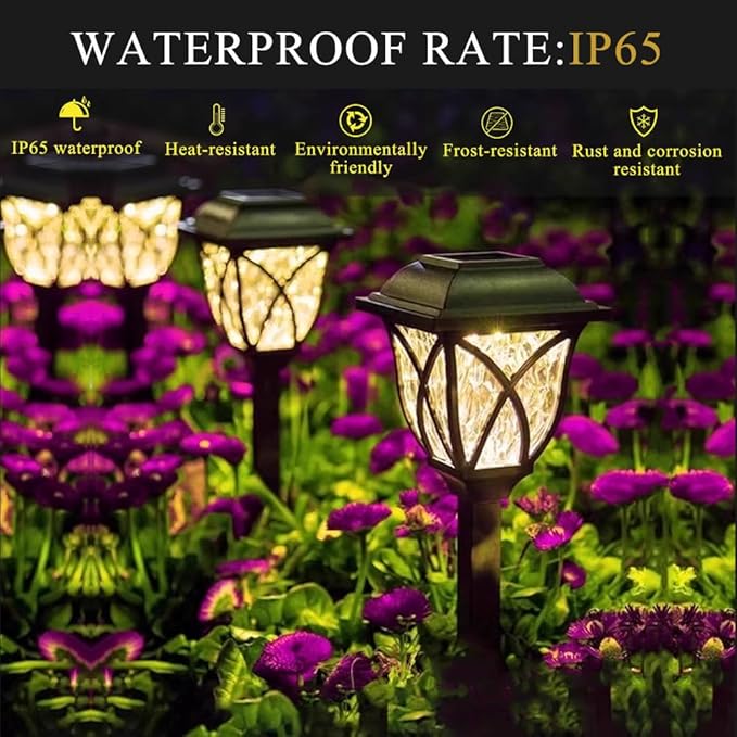 Solar Pathway Lights Outdoor, 6 Pack, Warm White, IP65 Waterproof & Weather Resistant, Garden Lights for Yard, Patio, Walkway, Landscape