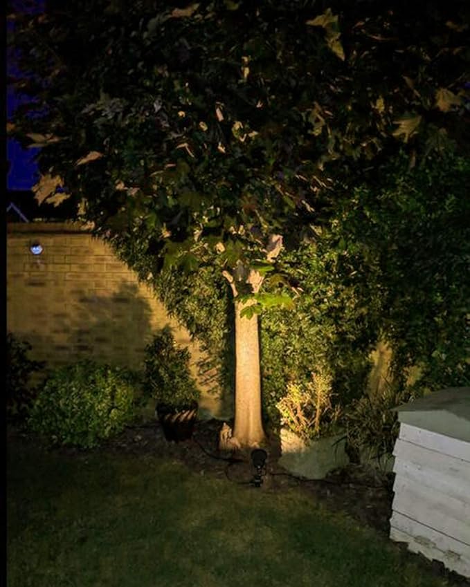 Kiven LED Accent Uplight with Light Sensor, Waterproof Plug in Clamp Lamp Dusk to Dawn Sensor with 9.8FT Plug-in Cord, 3000K/Warm White LED Spotlight for Plants Porch Garden, Automatic On/Off(5Watts)
