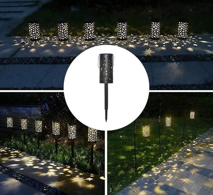 Solar Garden Light Outdoor Decorative Moon Star Solar Powered Landscape Lights Waterproof Hanging Path Light for Yard Driveway Lawn Walkway Patio Pathway,Warm White,2 Pack