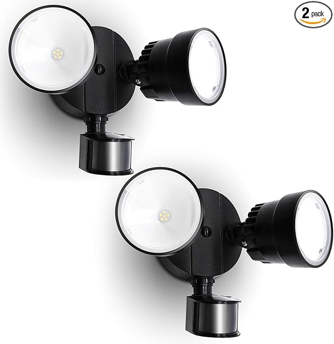 LUTEC Shrimp P6221B-PIR24 2000 Lumen 18 Watt 26 LED Motion Activated Integrated Dual-Head Floodlight Outdoor, IP54 | Lumora