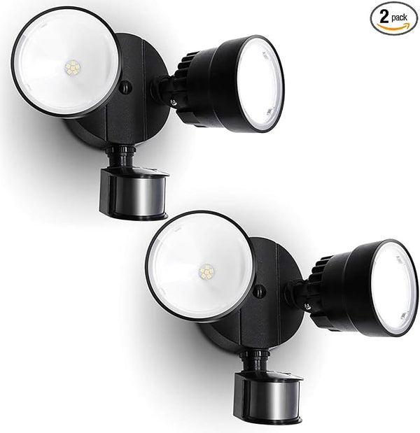 LUTEC Shrimp P6221B-PIR24 2000 Lumen 18 Watt 26 LED Motion Activated Integrated Dual-Head Floodlight Outdoor, IP54 | Lumora