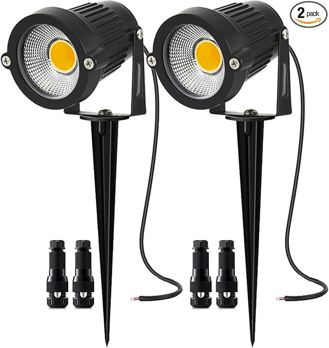 2Pack Low Voltage Landscape Lights LED 5W Landscape Lighting with connectors AC/DC 12V-24V Outdoor Spotlight IP66 | Lumora