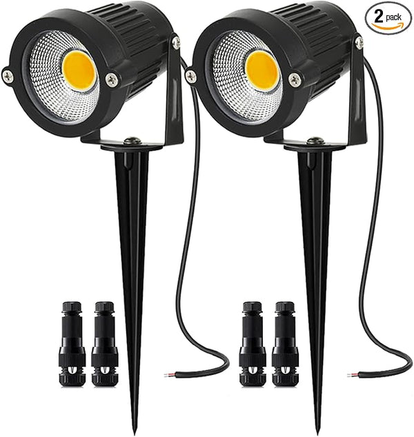 2Pack Low Voltage Landscape Lights LED 5W Landscape Lighting with connectors AC/DC 12V-24V Outdoor Spotlight IP66 | Lumora