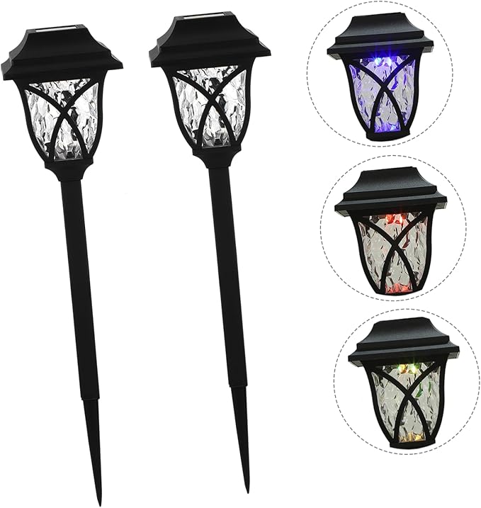 Angoily 4pcs Solar Garden Light Led Landscape Lamp for Lawn Pathway Outdoor Use Construction Easy Installation Dual Function Ground Pillar Lamp