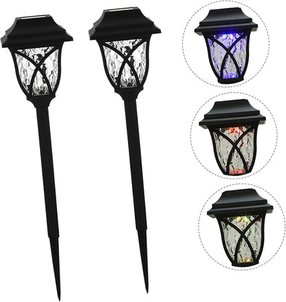 Angoily 4pcs Solar Garden Light Led Landscape Lamp for Lawn Pathway Outdoor Use Construction Easy Installation Dual Function Ground Pillar Lamp
