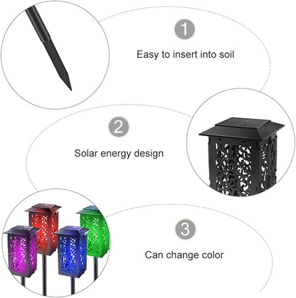 GLEAVI Solar Powered Outdoor Landscape Pathway Lights Waterproof LED Yard Lights for Garden Patio, Foldable Solar Lawn Lamps with Four-Color Decorative Lighting