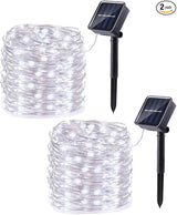 Lomotech Solar String Lights Outdoor - 2 Pack Total 66ft 200LED Solar Fairy Lights Waterproof 8 Modes Twinkle | Lumora