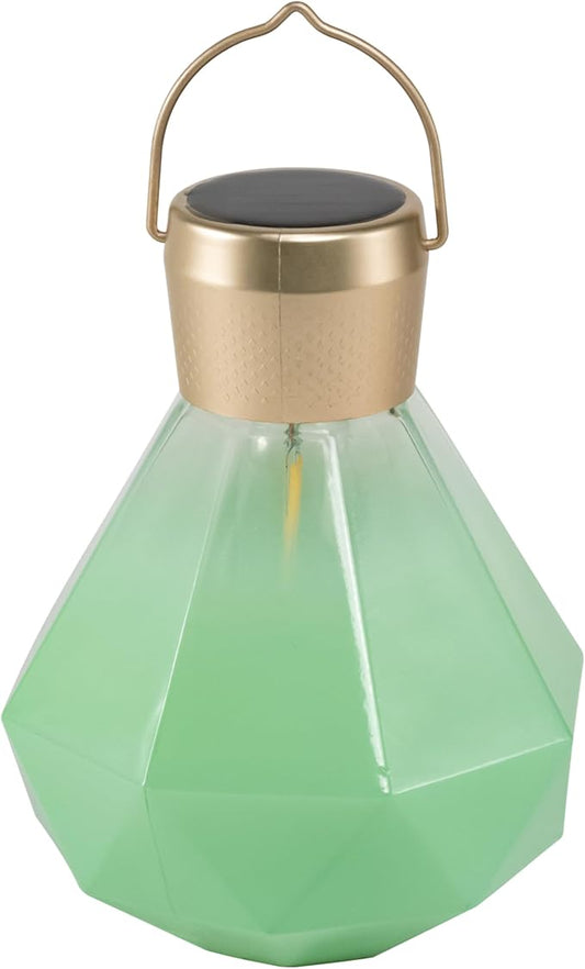 Allsop Gem Light - Outdoor Solar LED Latern - Hand Blown Glass - Waterproof with Easy Hang Frame (Jade)