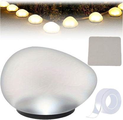 Solar Glass Garden Pebbles, Solar Rock Pathway LED Lights, Pebble Shape Rock Light Outdoor Waterproof Landscape Night Lights, for Garden Path, Stair, Lawn, Patio, Yard Party Decoration (Warm)