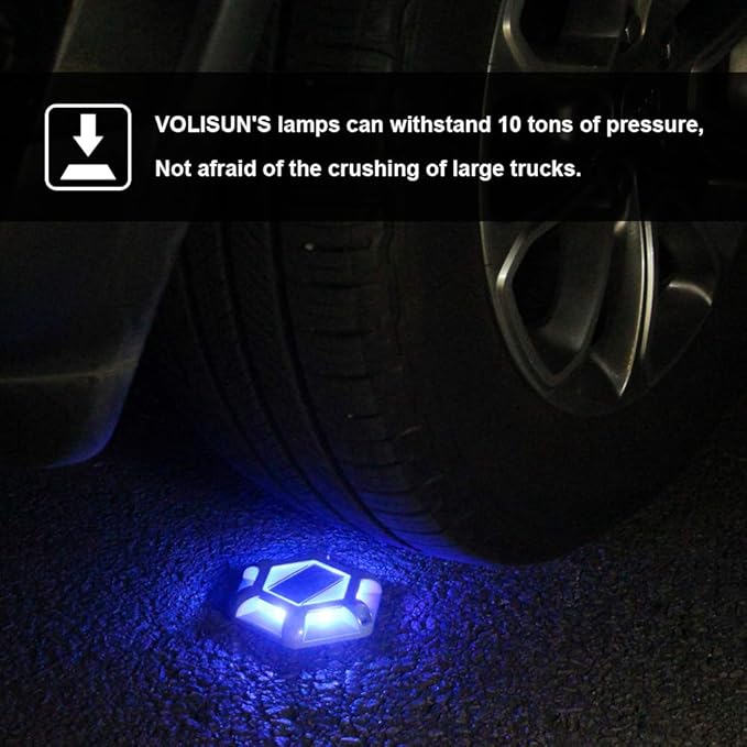 VOLISUN Solar Dock Lights Driveway Deck Lights, 12-Pack Waterproof Outdoor LED Aluminum Dock Lighting Warning Step for Driveway Sidewalk Garden Pathway Yard(Blue+White,2 Colors in 1), Auto On/Off