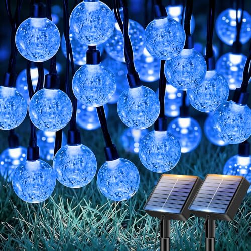 btfarm 2 Pack Solar String Lights Outdoor, Total 98FT 100 LED Crystal Globe